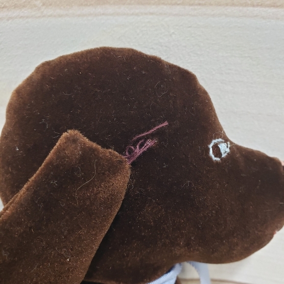 Vintage Velvet Chocolate Lab Dog Plush Stuffed Toy Handmade 70s 10 Inch - Picture 5 of 9